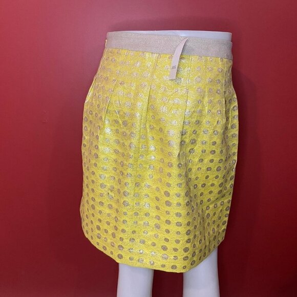 ANN TAYLOR LOFT Women's Yellow Sparkle Polka Dot Skirt - Size 2 - NWT $69.50 - Picture 3 of 4